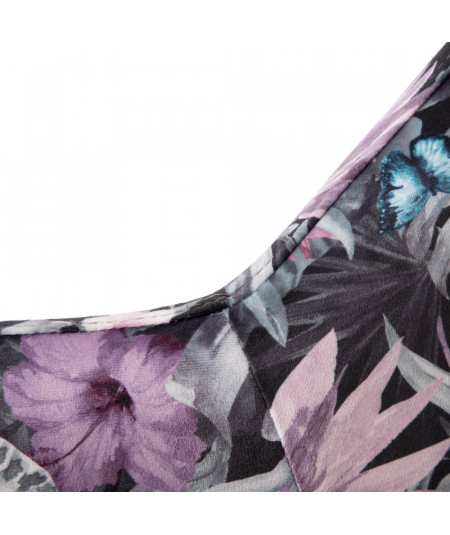 Fauteuil fleurs violet tissu velouté 70x68x82cm - Boston |YESDEKO