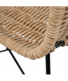 Chaise en rotin synthétique beige/métal noir 45x41x83cm - Largo |Yesdeko