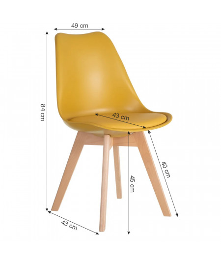 Chaise scandinave jaune 49x43x84cm (Lot de 4) |YESDEKO