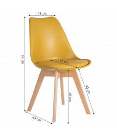 Chaise scandinave jaune 49x43x84cm (Lot de 4) |YESDEKO