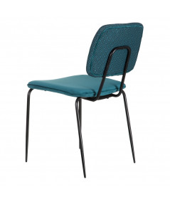 Chaise en velours bleu canard et tissu46x55x81,50cm (Lot de 4) - Caza |YESDEKO
