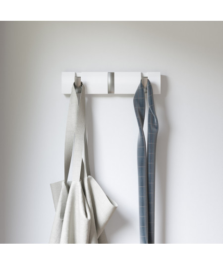 Porte manteau en bois mural avec 3 crochets rétractables blanc - Flip |YESDEKO