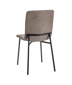 Lot de 2 chaises en tissu uni taupe et métal noir - Jade | Yesdeko