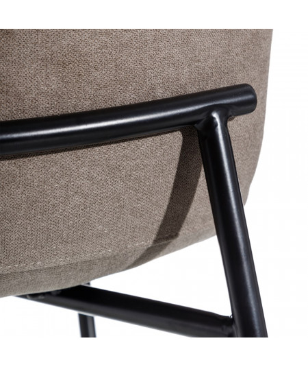 Lot de 2 chaises en tissu uni taupe et métal noir - Collection Jade | Yesdeko