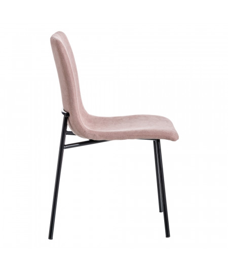 Lot de 2 chaises en tissu uni rose pastel et métal noir - Jade | Yesdeko