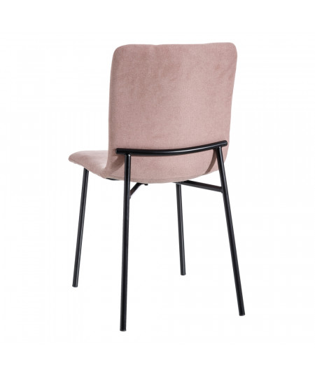 Lot de 2 chaises en tissu uni rose pastel et métal noir - Collection Jade | Yesdeko