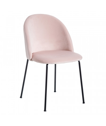 Lot de 2 chaises en velours rose pastel dossier capitonné - Mila | Yesdeko