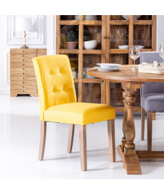 Lot de 2 chaises en tissu capitonnée jaune - Collection Zélie | Yesdeko