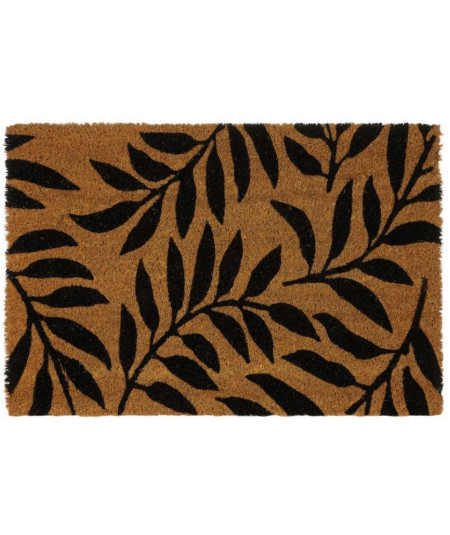 Paillasson coco motif floral 60x40cm - Black | Yesdeko