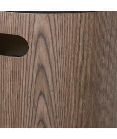 Tabouret en bois avec rangement, couleur noyer et couvercle noir H40cm - Woodrow | Yesdeko