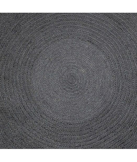 Tapis en jute rond noir naturel Diam120cm - Collection Ottawa | Yesdeko