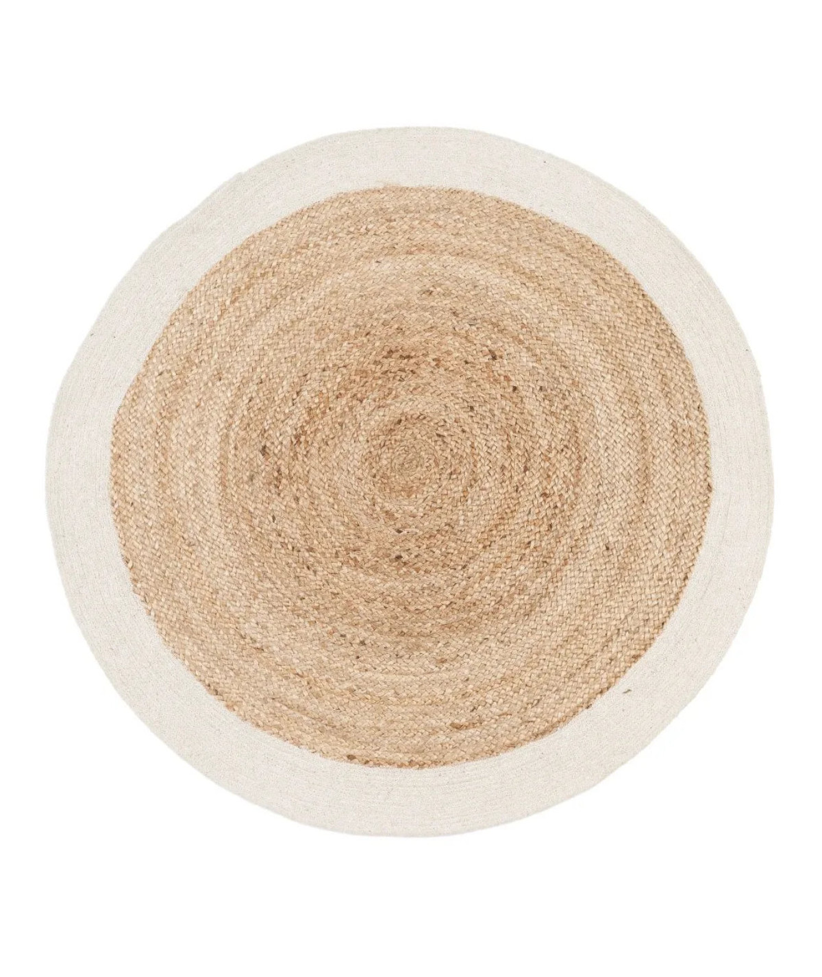 Tapis en jute et en coton rond ivoire Diam120cm - Mavina - Yesdeko
