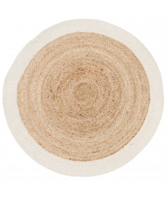 Tapis en jute et en coton rond ivoire Diam120cm - Mavina - Yesdeko