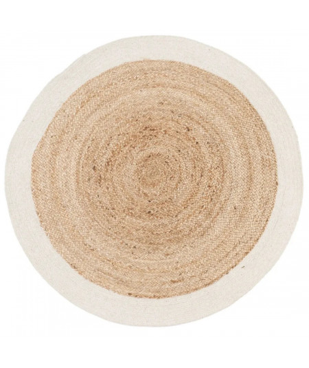 Tapis en jute et en coton rond ivoire Diam180cm - Mavina - Yesdeko