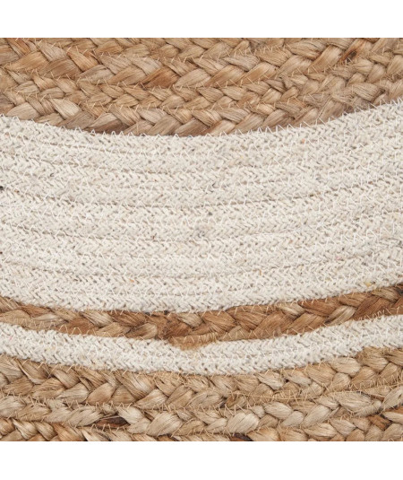 Tapis en jute et en coton rond ivoire Diam180cm - Malina - Yesdeko