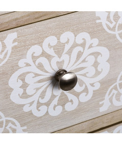 Chiffonnier 5 tiroirs en bois clair et motif blanc - Jakarta - Yesdeko