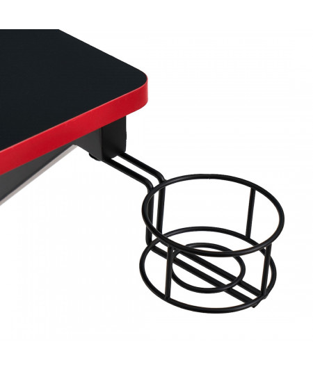 Bureau en métal et bois noir, rouge 120x60x72 cm - Gaming - Yesdeko