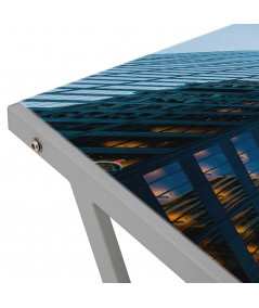 Bureau contemporain en verre trempé gris bleu 120x60xH75cm - Building - Yesdeko