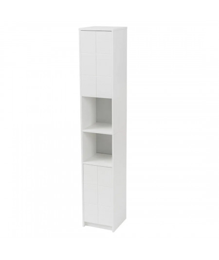 Meuble colonne en bois blanc 2 placards 30x30x172cm - Collection Emmy - Yesdeko