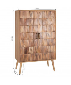 Armoire rustique bois de paulownia naturel 2 portes de 76x125x42 cm - Yesdeko