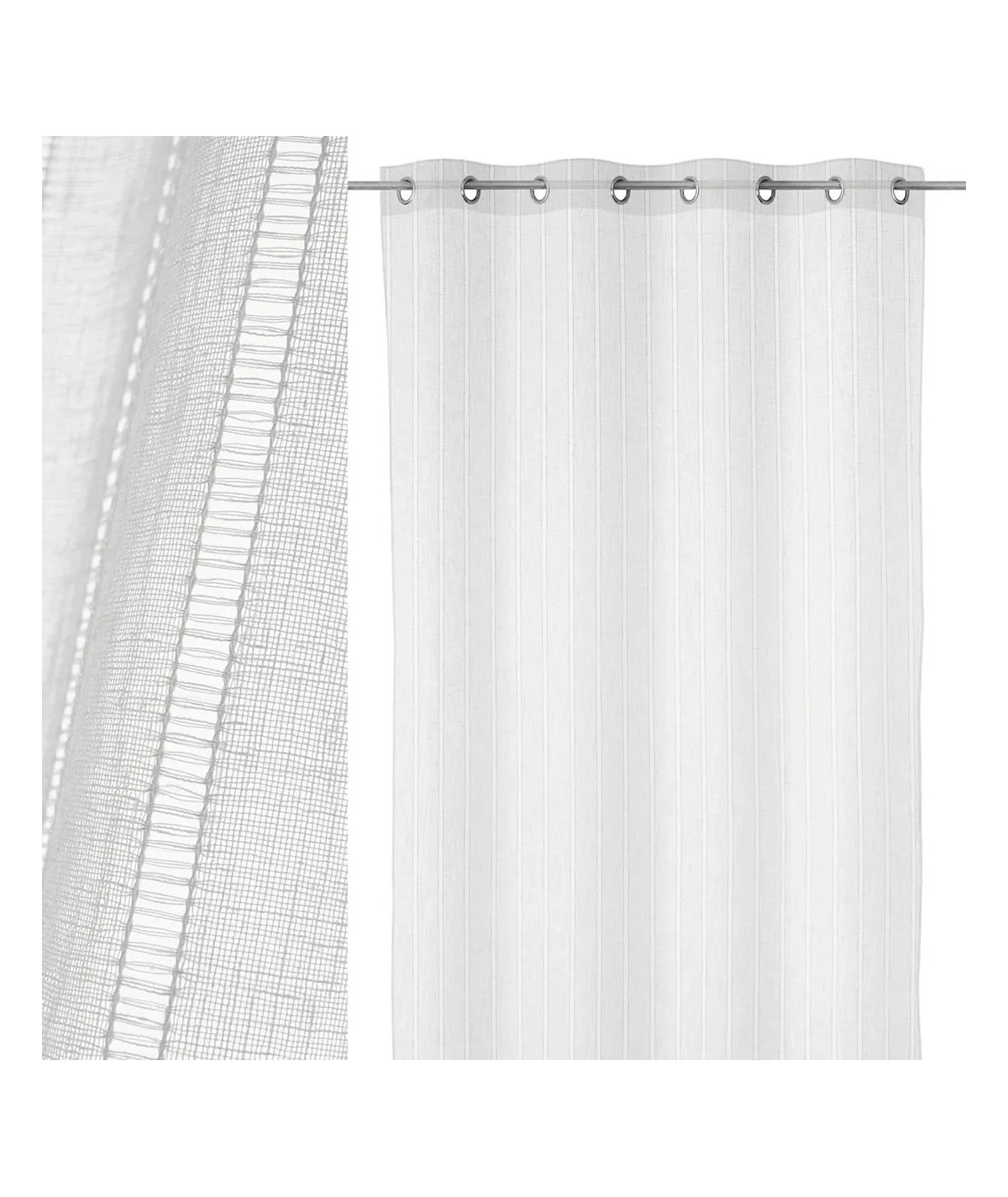 Lot de 2 voilages blanc à rayure 140x260cm - Collection Linen - Yesdeko