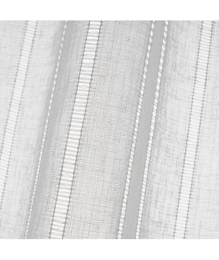 Lot de 2 voilages blanc à rayure 140x260cm - Collection Linen - Yesdeko