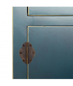 Armoire en bois bleu 3 tiroirs 4 portes orientales 63x33131cm - Collection Orientales
