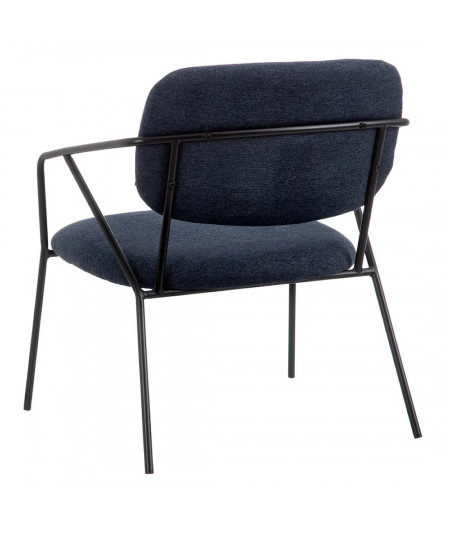 Chaise contemporaine en tissu bleu et métal noir - Collection Lola