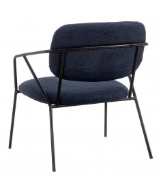 Chaise contemporaine en tissu bleu et métal noir - Collection Lola