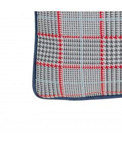 Coussin motif écossais gris et rouge déhoussable 45x45cm - Collection Emy