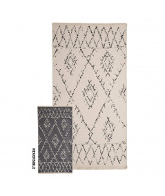 Tapis réversible en coton gris et beige 80x150cm - Collection Fés - Yesdeko