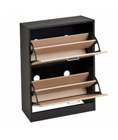 Meuble à chaussures 2 tiroirs ouvrants noir 60x24x80cm - Collection Apertu - Yesdeko