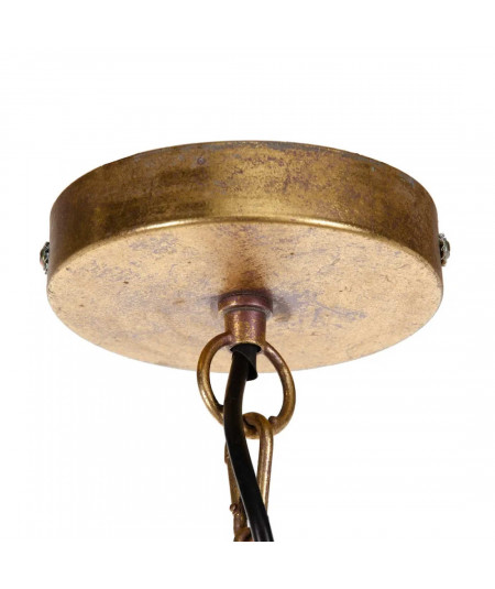 Suspension lustre en fer doré vieilli martelé Diam56cm - Collection Hierro - Yesdeko