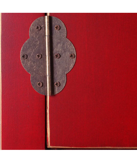 Console en bois rouge 6 tiroirs et 2 portes 63x26xH80cm - Collection Orient - Yesdeko