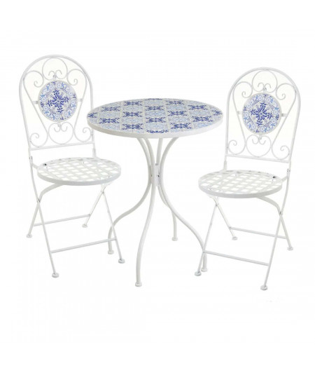 Table de jardin ronde diam60cm et 2 chaises pliables - Collection Firenza - Yesdeko
