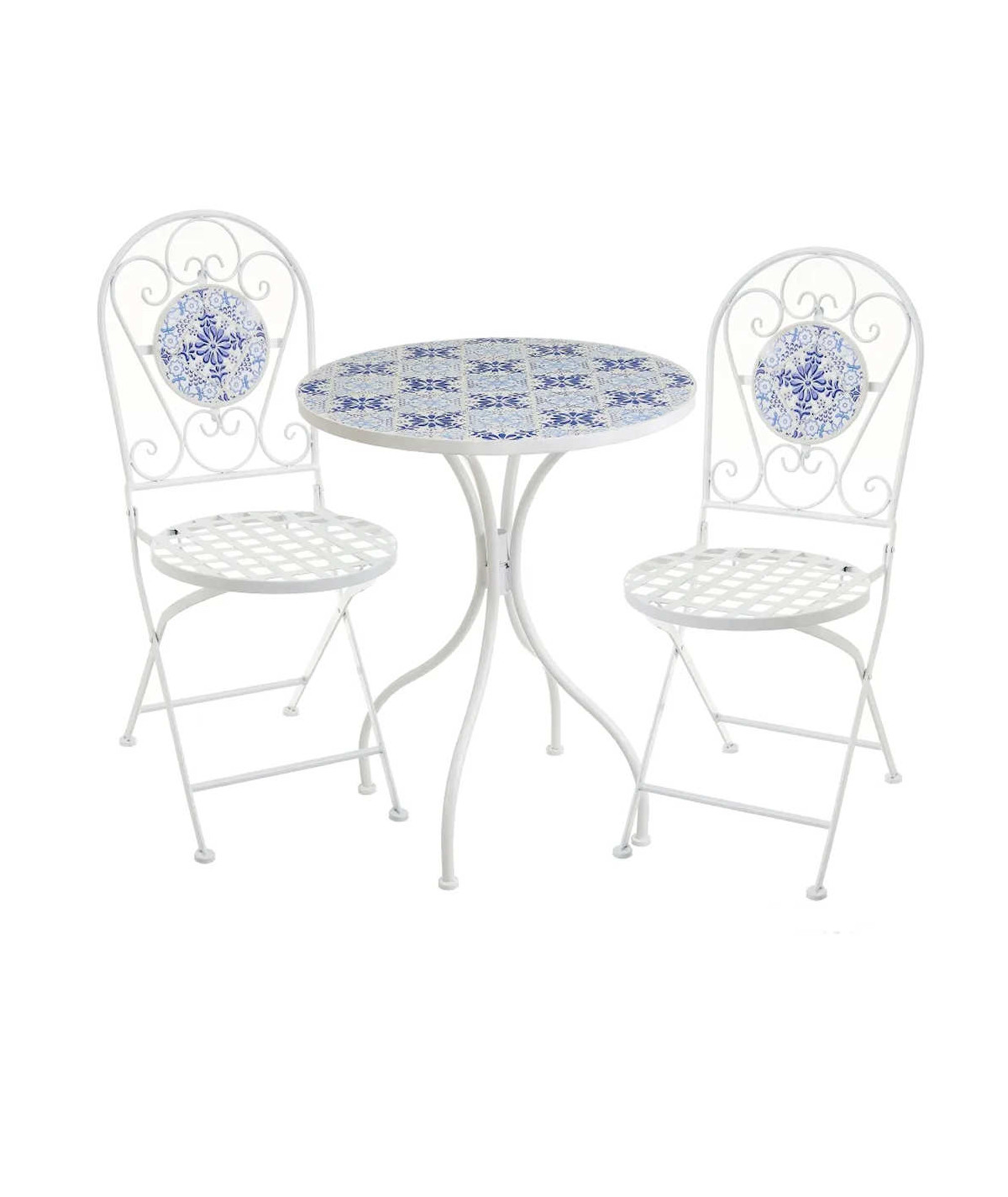 Table de jardin ronde diam60cm et 2 chaises pliables - Collection Firenza - Yesdeko