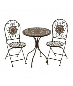 Table de jardin ronde diam60cm et 2 chaises pliables - Collection Verdana - Yesdeko