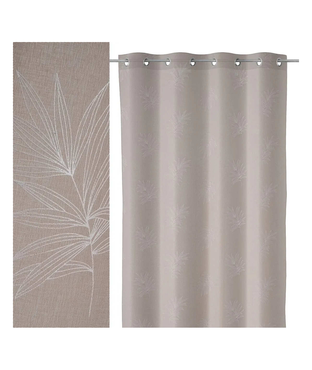 2 voilages taupe tropical 140x260cm Lysse Yesdeko