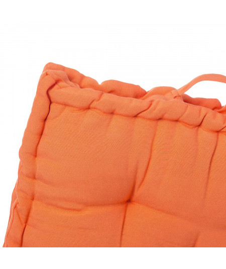 Coussin de sol orange 60x60cm en coton matelassé - Yesdeko