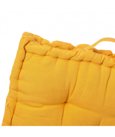Coussin de sol jaune 60x60cm coton matelassé - Yesdeko