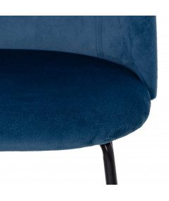 2 chaises velours bleu et pied de poule - Yesdeko