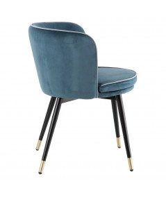2 chaises en velours bleu arrondi Margot - Yesdeko