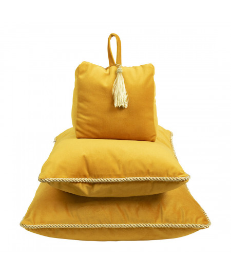 Butoir de porte en velours jaune et pompon doré - Yesdeko