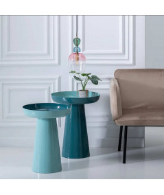 Table d'appoint design ronde en métal D40cm turquoise - Ramsy - Yesdeko