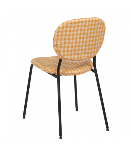 2 chaises bistrot en tissu motif vichy jaune - Yesdeko.com