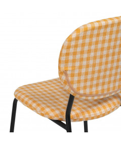 2 chaises bistrot en tissu motif vichy jaune - Yesdeko.com