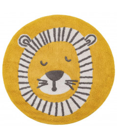 Tapis enfant en coton jaune Diam100 - Lion - Yesdeko.com