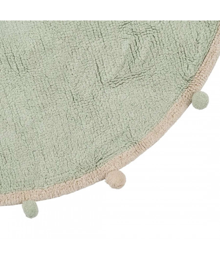 Tapis enfant en coton vert Diam150cm - Pompon - Yesdeko.com