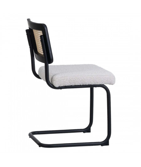 Chaise en tissu et cannage blanc - Yesdeko.com