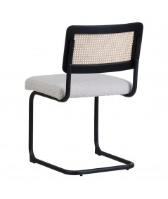 Chaise en tissu et cannage blanc - Yesdeko.com